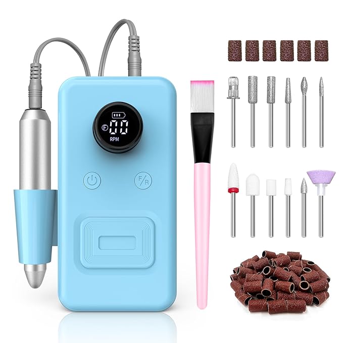COPPA Portable Nail Drill NDK106 Electric Nail Drill Professional Kit with 12 Bits 31 Sanding Bands 45000RPM Rechargeable Nail Drills Machine for Acrylic Nails Gel Polishing Removing Home &amp Sal