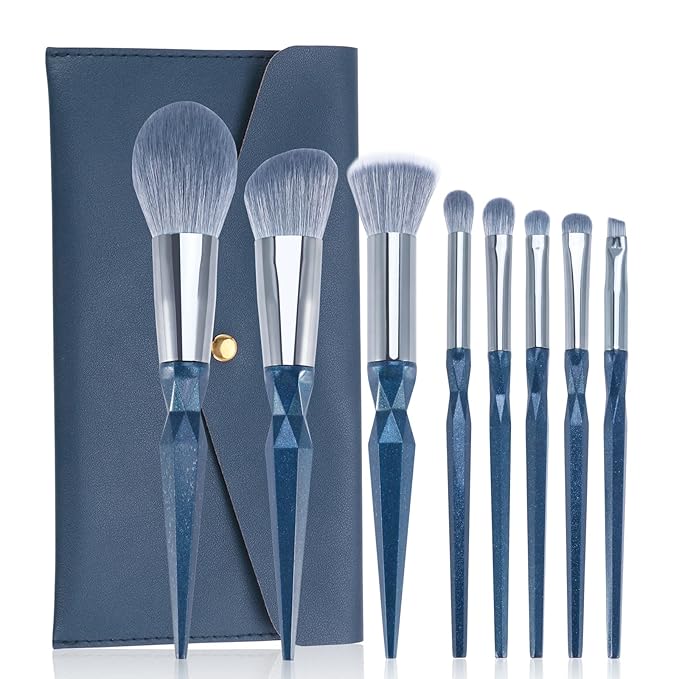 Sapphire Blue Makeup Brush Set Professional Vegan Makeup Brushes Set Makeup Brush Set with Case Glitter Cosmetic Brushes Makeup Set Make up Brushes Vegan Make up Brushes Set Professional