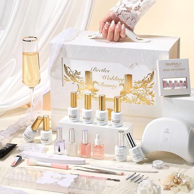 Beetles Christmas Gel Nail Polish Set ? Wedding Beauty Gel Nail Polish Colors Hema Free 15ml UV LED Soak Off Manicure with Base Coat Top Coat All in an Elegant Gift Box for Women Holiday Gifting
