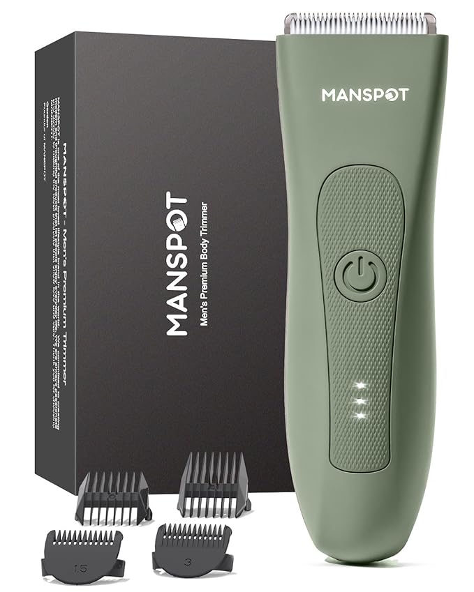 MANSPOT Manscape Hair Finishing Trimmers Pubic Hair Trimmer for Men and Women Electric Ball Trimmer Pubic ShaverHypoallergenic Ceramic Blade HeadsWaterproof Wet/Dry Groin Shaver20 Times Usage
