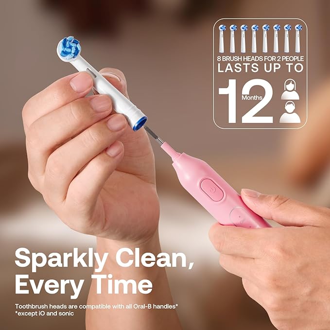 Bitvae Rotating Electric Toothbrush 2 Packs for Adults and Kids 8 Brush Heads 60-Day Battery Life 5 Modes Power Toothbrush with 2-Minute Smart Timer Black &amp Pink R1