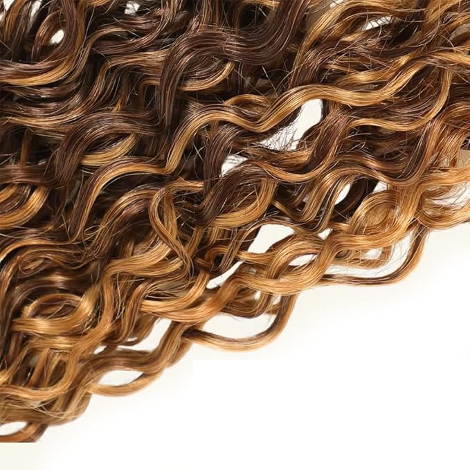P427 Human Hair Bundles Ombre Highlight Bundle #4 Water Wave Human Hair 3 Bundles 16 18 20 inch Brown and Honey Blonde Color