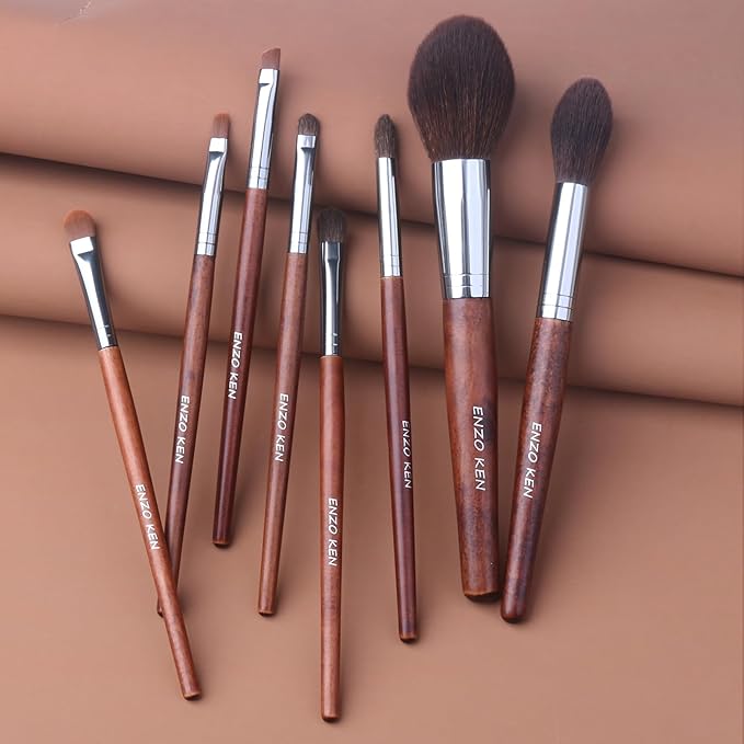 Walnut Makeup Brushes Set Professional Natural Pony Hair Makeup Brush Set with Case Cosmetic Brushes Makeup Set Natural Bristle Makeup Brushes Natural Hair Make up Brush Set Professional.