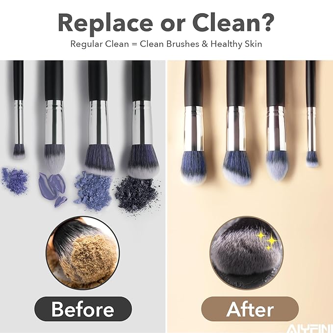 Alyfini Makeup Brush Cleaner Machine-Professional Electric Make up Brushes Cleaner Cleanser Solution for Kabuki Foundation Liquid Powder Face Makeup Self Tanner BrushGifts for Women Stocking Stuffers