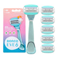 Dorco EVE6 Razor for Women Includes 1 Razor Handle and 6 Long-Lasting Razor Blade Refills| 1 Handle + 6 Cartridges (Handle + 6 Refills)