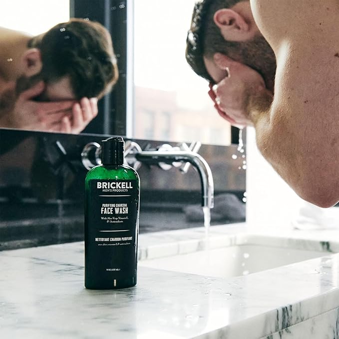 Brickell Men's Daily Essential Face Care Routine II Purifying Charcoal Face Wash and Daily Essential Face Moisturizer Natural and Organic Men's Skin Care Gift Set Scented