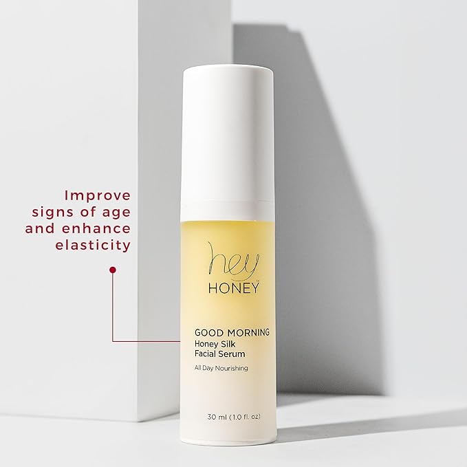 Hey Honey Good Morning Honey Silk Facial Serum | Anti-Aging Vitamin C &amp Hyaluronic Acid Serum for Radiant Skin Boosts Glow Smooths Fine Lines Strengthens Skin Barrier | 1 oz