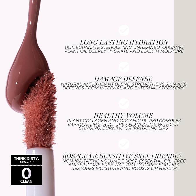 FITGLOW Beauty Lip Colour Serum | Hydrating Lip Gloss | Plumping Anti-Aging Lip Treatment | Natural Shine with Pomegranate Sterols &amp Collagen | Buildable Color for Dry Chapped Lips | Gospel - 10g