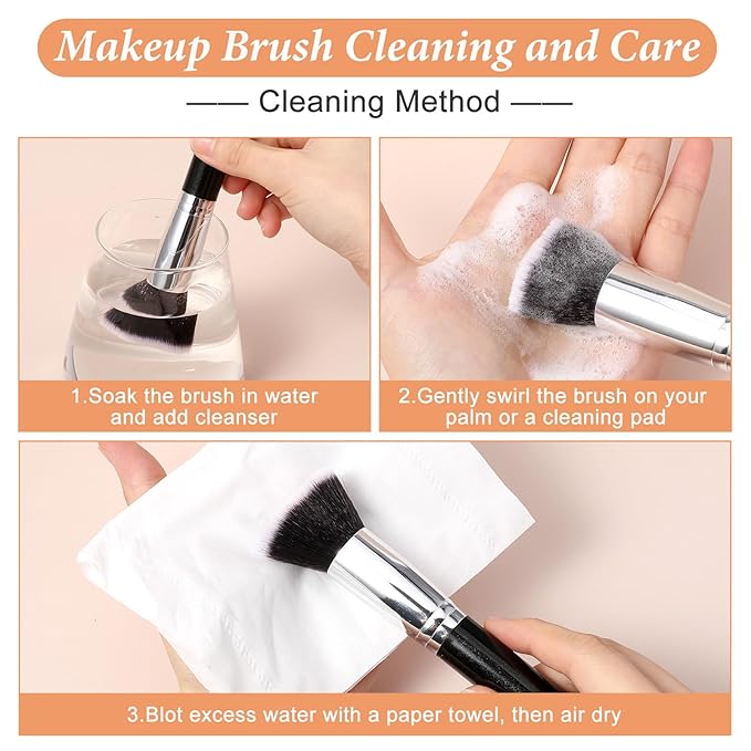 20PCS Makeup Brushes Bulk Flat Top Foundation Brushes Bulk Liquid/Cream/Powder Eye Shadow Blending Contour Blush for Wedding Artist Blending Buffing Stippling Face Makeup Tools(Black)