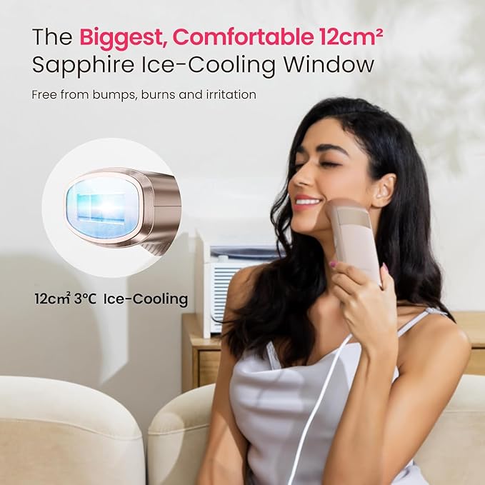 IPL Laser Hair Removal for Women and Men 25J Triple-Pulse Permanent Hair Removal Device for Ingrown &amp Coarse Hair 37°F Painless Sapphire Ice Cooling Hair Removal for Legs Facial Armpits Bikin