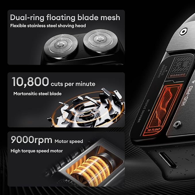 PAXA Mini Electric Shaver for Men9000Rpm Electric Razor for MenMagnetic Dual-Head Rotary Pocket Shaver IPX7 Waterproof Wet &amp Dry for Shaving FaceUSB-C Rechargeable for HomeCarTravel(Gray)