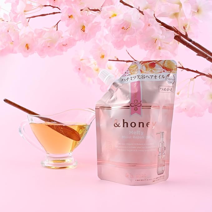 &amp-Honey Melty Moist Repair Hair Oil Step3.0 100ml + Refill 75ml - Hair Oil for Frizzy/Damaged Hair - Honey-Inspired Formula - Deep Conditioning &amp Intense Moisture for Curly/Dry Hair