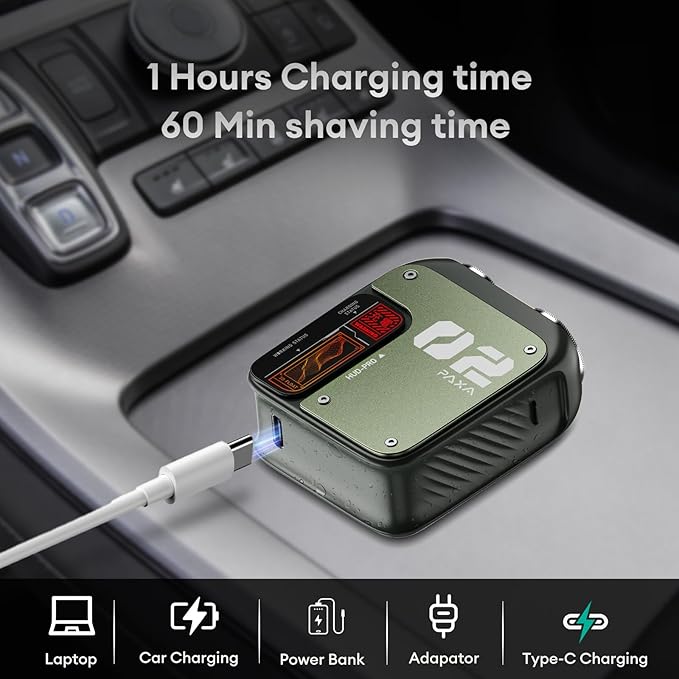 PAXA Mini Electric Shaver for Men9000Rpm Electric Razor for MenMagnetic Dual-Head Rotary Pocket Shaver IPX7 Waterproof Wet &amp Dry for Shaving FaceUSB-C Rechargeable for HomeCarTravel(Green)