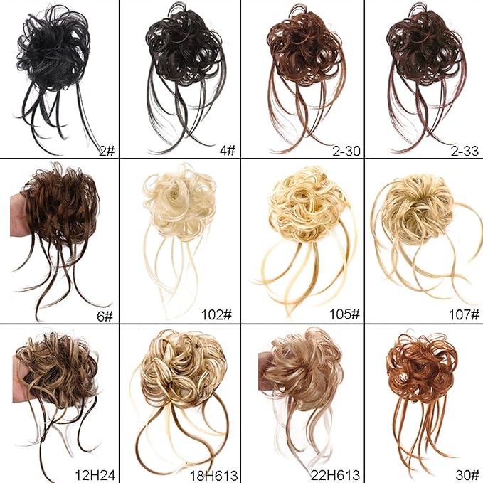 FRANCES Fake Hair Bun Synthetic Hair Bun with Elastic Comb Messy Bun Curls Hair Bun Women Wig Hair Extensions Hair Accessories Hair Accessories (Color : SW205-06)