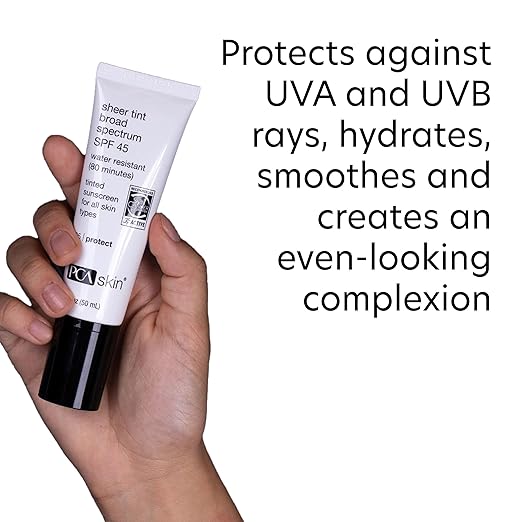 PCA SKIN Sheer Tint Broad Spectrum SPF 45 - Universally-Tinted Water-Resistant Hydrating Sunscreen for Use Alone or Under Foundation &amp Makeup (1.7 fl oz)