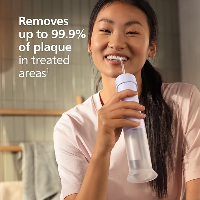 Philips Sonicare Compact Flosser 1000 Purple ProtectiveClean 5300 Rechargeable Electric Toothbrush and 2PK Compact Nozzle Bundle