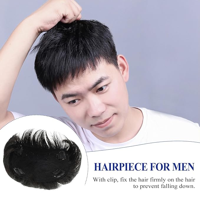 Pieces Clip Black in Hair Loss Extension Toupee Guy Fake Patch Hairline Seamless Daily Tape Invisible Covering Natural for Topper Accessory Bald