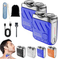 Mini Shaver Small Steel Cannon Suspended Magnetic Blade Shaver Mini Electric Explosive Shavers for Men Waterproof USB Fast Charging Compact Travel Size (2PCS-Blue)