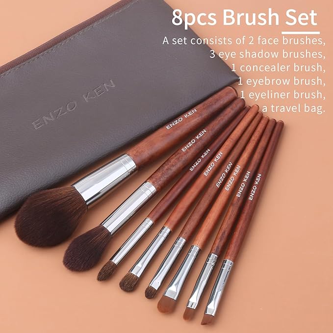 Walnut Makeup Brushes Set Professional Natural Pony Hair Makeup Brush Set with Case Cosmetic Brushes Makeup Set Natural Bristle Makeup Brushes Natural Hair Make up Brush Set Professional.