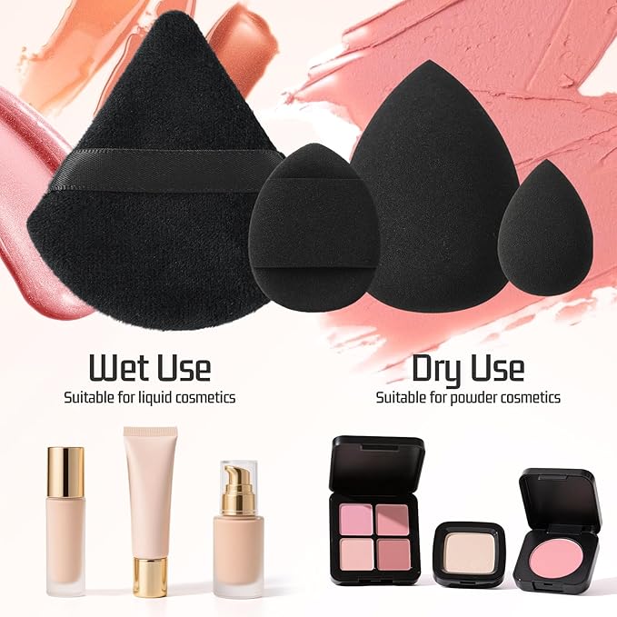 Makeup Brush Set for Foundation Concealer Eyeshadow and Travel Include Make Up Brush Sponge 51PCS Black