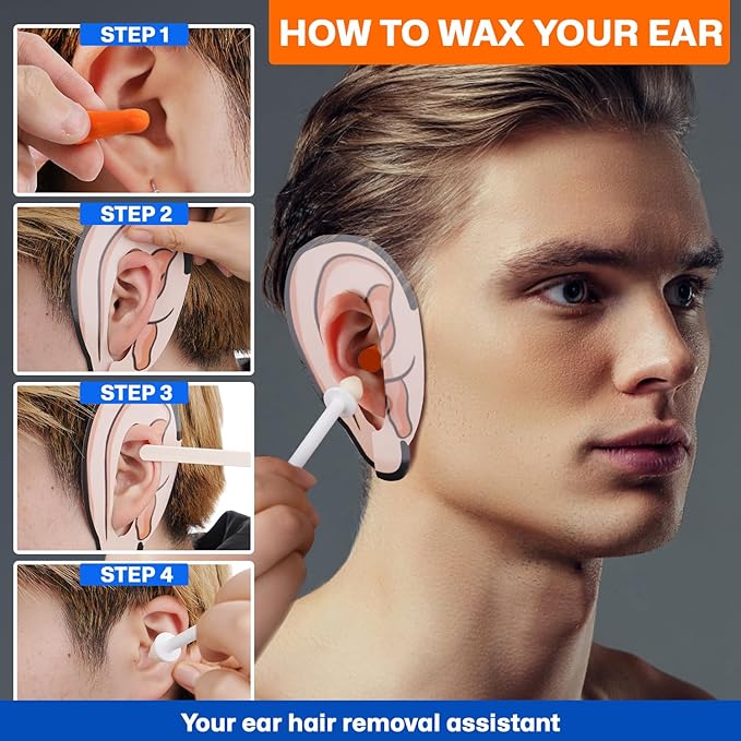 2-in-1 Ear &amp Nose Waxing Kit for Men &amp Women | 100g Hair Removal Wax + 99pc | 20 Applicators 10 Nasal Sticks 15 Wipes &amp 20 Earplugs | No Microwave Needed | Nose Wax Kit Ear Hair Remover