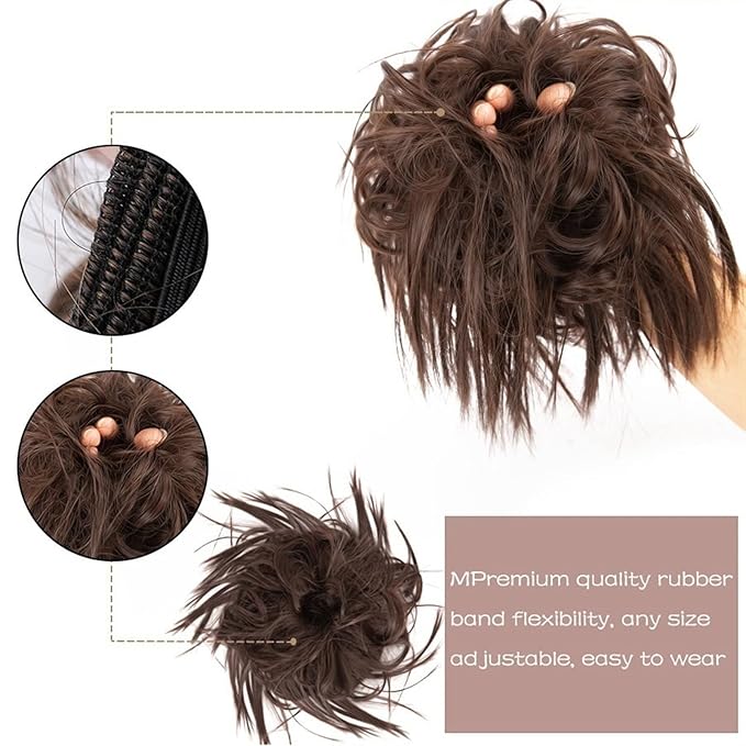 Hair Accessories Synthetic Bun Ponytail Hair Extensions Headband Messy Bun with Elastic Rubber Band Ponytail Wig Hair Bun for Women Hair Pieces For Women(12#)