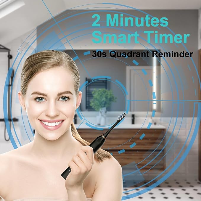 3 Pack Electric Toothbrush for Adults6 Mode Rechargeable Electric Toothbrushes with 12 Replacement Brush Head Fast Charge 2 Min and 30s Timer for Travel Business