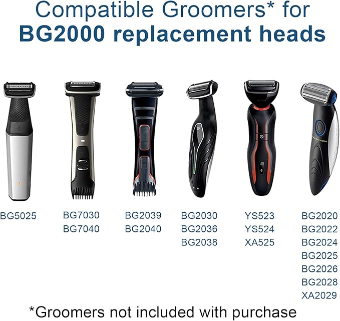 BG2000 Replacement Body Groomer Foil Head for norelco bodygroom Replacement Heads of Trimmer Shaver Foil BG5025 BG7030 BG7040 BG2030 BG2040 Replacement Heads 2-pc Pack