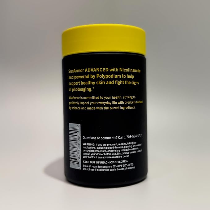 SunArmor Advanced with Nicotinamide and Powered by Polypodium Fights The Signs of Photoaging Use with Sunscreen Dermatologist Developed 120 Capsules