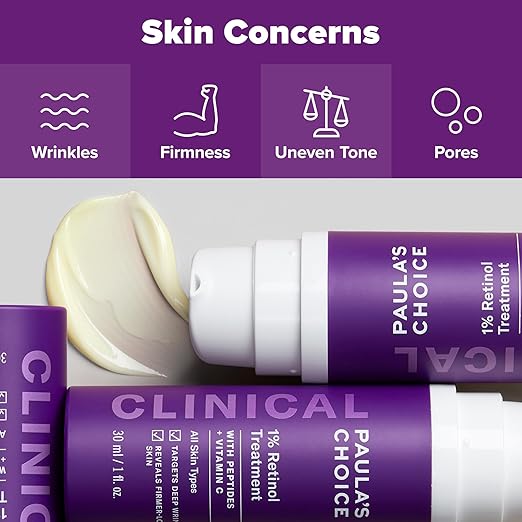 Paula's Choice CLINICAL 1% Retinol Face Moisturizer Treatment with Peptides Vitamin C &amp Licorice Extract Firming Face Cream Anti-Aging &amp Wrinkles Fragrance Free