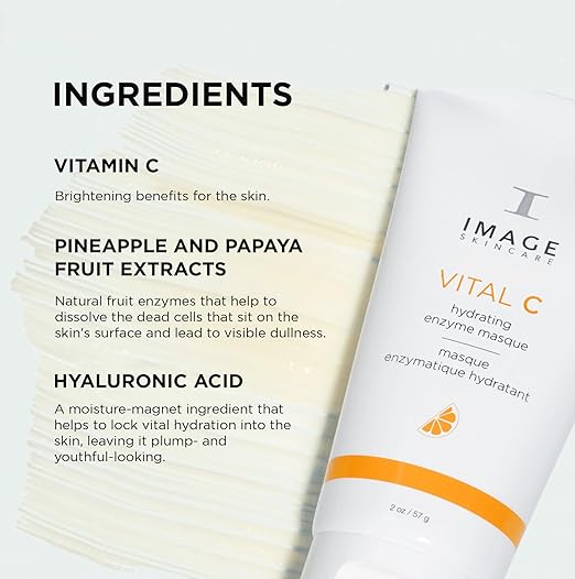 IMAGE Skincare VITAL C Hydrating Enzyme Masque Brightening Facial Mask with Vitamin C and Hyaluronic Acid 2 oz