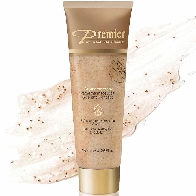 Premier Dead Sea Classic Para-Pharmaceutical Exfoliating Cleansing Micro Grains Face Facial Gel Cleanser scrub Contains Dead Sea Minerals non drying Aromatherapy Scientific Concept 4.25Fl oz (X1)