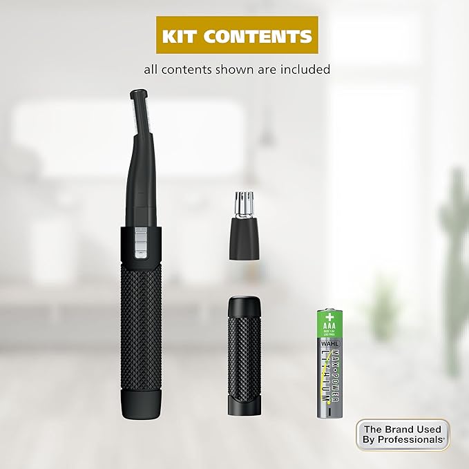 Wahl Manscaper ® 2 in 1 Lithium Battery Tactical® Dual Sided Eyebrow Trimmer and Nose Hair Trimmer for Men ? Model 3023805