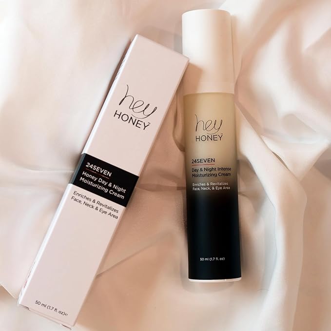 Hey Honey 24Seven Honey Day and Night Moisturizing Cream For Face Neck &amp Eye Area | Rich Pro-Beautiful-Aging Intensely Hydrate and Reduce The Appearance Of Fine Lines and Wrinkles | 1.7 Oz