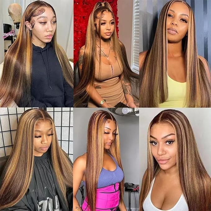 P427 Highlight Blonde Bundles Human Hair Brown Straight 3 Bundles 20 22 24 Inch Unprocessed Brazilian Virgin Remy Honey Blonde Straight Bundle Human Hair Extensions