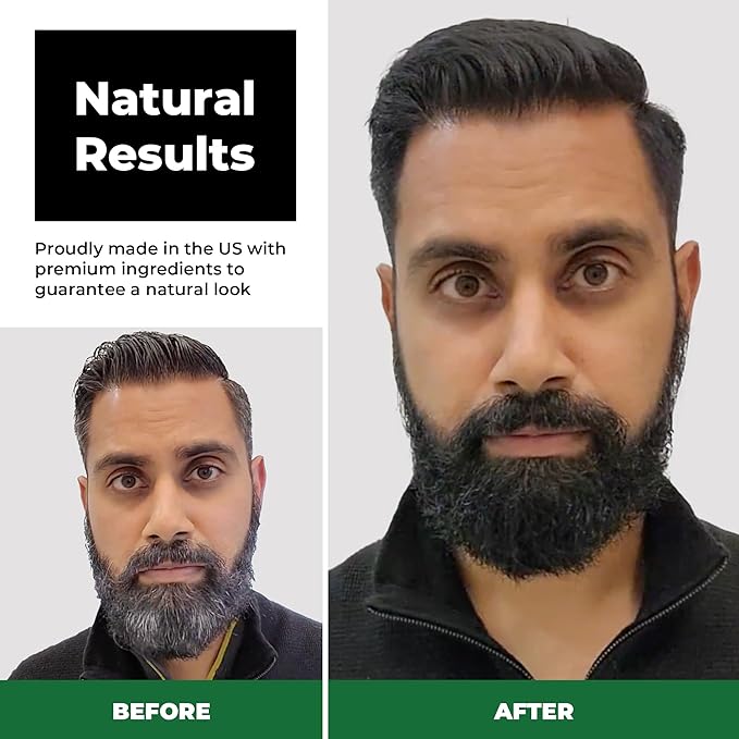 Simpler Hair Color Natural Black Mustache and Beard Upgraded Brush Kit with 3 Brushes Included for Precision Application - Gentler Ammonia Free Beard Dye for Men w/Aloe Vera Avocado Oil &amp More.