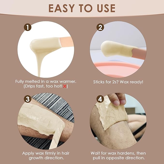 KOTAMU Hard Wax Beads 6 Packs Waxing Beads for Hair Removal- Facial Bikini Brazilian Leg Sensitive Skin Full Body- Stripless Wax Beans Kit for Coarse &amp Fine Hair Ideal for Women Men Home Salon U