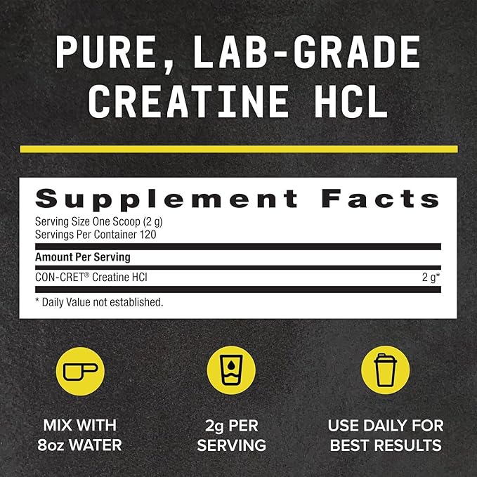 BEYOND RAW Science-Backed Creatine HCl Powder Lab Grade for Muscle Strength and Growth Energy Production Athletic Performance Cognitive Support Cellular Hydration 120 Servings