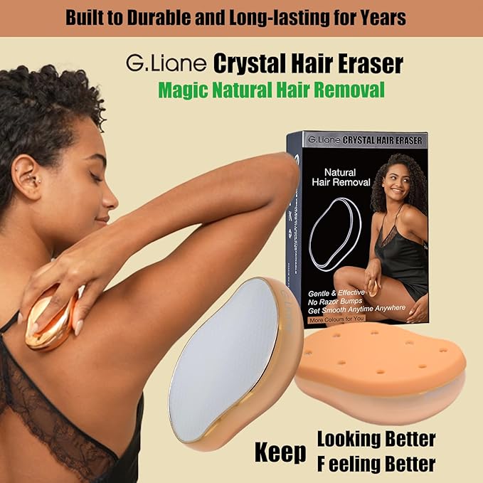 Crystal Hair EraserUpgraded Painless Crystal Hair RemoverEffective Nano Glass Hair Removal Device and Skin ExfoliationBody Epilator for Women and Men(Gold)