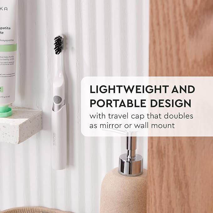 Boka Sonic Electric Toothbrush for Adults 2 pk - 24000 VPM w/Standard &amp Sensitive Modes - Waterproof &amp Up to 120 Battery Life w/Travel Cover &amp Mirror Mount - Automatic Smart Timer Non-Sli