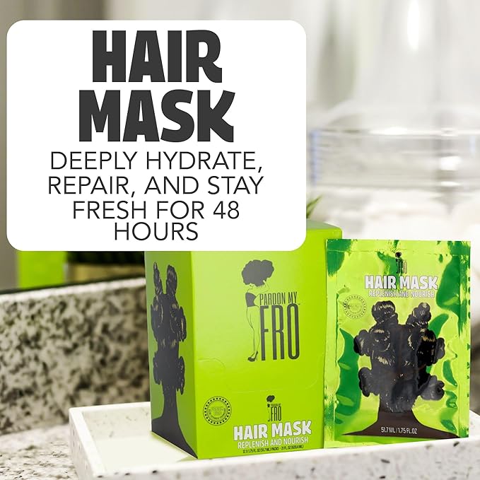 Pardon My Fro Hair Mask - Argan Oil &amp Jojoba Oil for Curly Coily Hair - 12 Pack x 1.75 oz