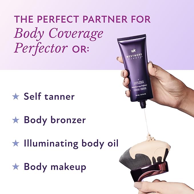 Westmore Beauty Blend &amp Blur Body Kabuki Brush &amp Self Tanner Brush - For Body Makeup &amp Foundation - Blending Applicator For Self Tanning - Durable Vegan Bristles