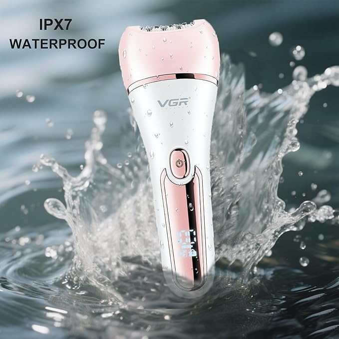VGR 733 Epilator Hair Removal for Women 6-in-1 Cordless &amp Rechargeable Lady Electric Shaver IPX7 Waterproof Hair Removal Device Wet and Dry Bikini Trimmer for Face Leg Armpit Pink