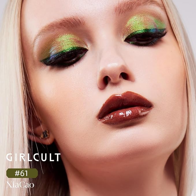 GIRLCULT 4-Color Sparkle Eyeshadow Palette ? All Shimmer Blue Green Eyeshadow Quad Highly Pigmented Glitter Finish Long-Lasting &amp Blendable Cool Toned Eye Makeup for Daily or Party Looks #61