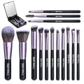 B&ampR MALL Makeup Brush Set with LED Mirror ? Supper soft Brushes for Flawless Foundation Concealer Eyeshadow &amp More | Lightweight Versatile Perfect for On-the-Go Touch-Ups (Purple Black)