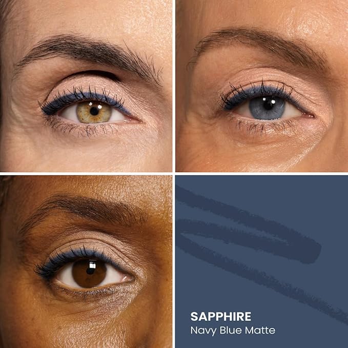 PRIME PROMETICS PrimeEyes Glide Eyeliner for Mature Women ? Water-Resistant Long-Stay and Mess-Proof ? Gel Cream Texture Discreet Sharpener and Effective Smudger (Sapphire (blue))