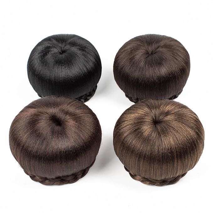 Hair Bun Pieces for Women 1 Pack Synthetic Bun Braided Ponytail Hair Extensions Women's Donut Curls Accessories for Women
