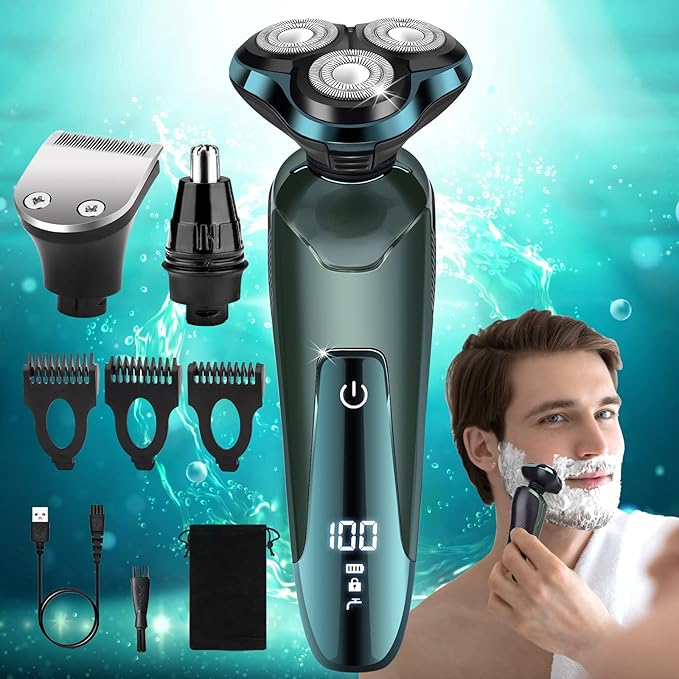 New Upgrade Electric Razor for MenElectric Shavers for Men Cordless Rechargeable 3D Rotary Men ShaverWet/Dry Mens ShaverWaterproof Mens Razor for Shaving Gifts for Husband DadBoyfriend