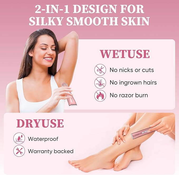 Bikini Trimmer for Women ? 2-in-1 Replaceable Women's Facial Razor Ceramic BladeIntimate Area Hair Remover Facial &amp Body Hair Remover