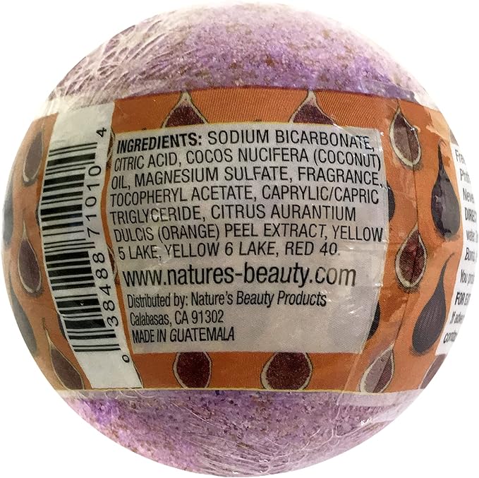 Nature's Beauty Brown Sugar &amp Fig Bath Bomb Multi-Pack - Natural Hand Crafted Non-Staining Luxury Fizzy Spa Bomb Moisturize Dry Skin Made w/Orange Extract + Coconut Oil 4.6 oz (4 Pack)